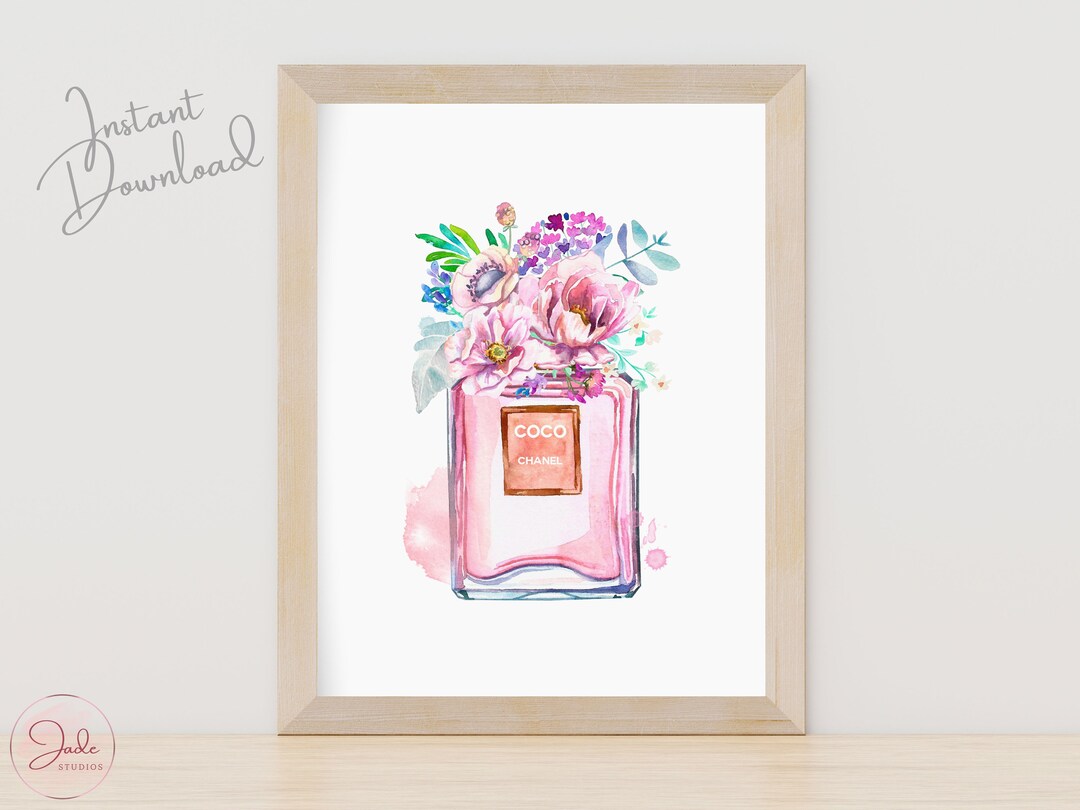 Floral Perfume Print, Perfume Bottle Wall Art, Fashion Wall Art