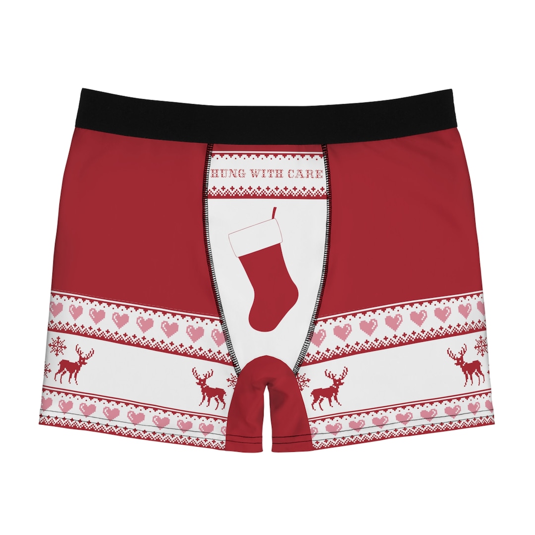 Men's Christmas Boxer Briefs Hung With Care Etsy