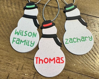 Personalized 3D Printed Christmas Ornament | Snowman Ornament | Custom Name | Multiple Colors | Holiday Gifts