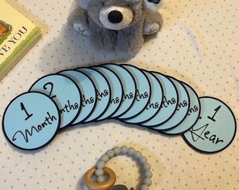 3D Printed Baby Milestone Markers: Custom Color Photo Props, Set of 12