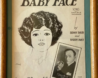 1926 ORIGINAL SHEET MUSIC "Baby Face". 1913-1928 12" x 16" Oak Framed Vintage Art (Collection of 6). Not sold individually.