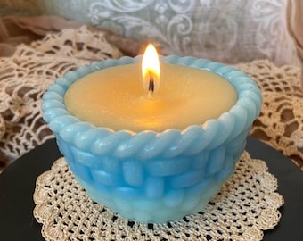 バスケットキャンドル：手描き、ミスティークエッセンシャルオイルの香り、10時間以上の燃焼時間