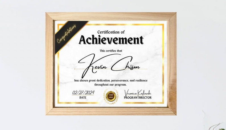 Certificate of Achievement Faux Gold Template Editable Canva Template ...