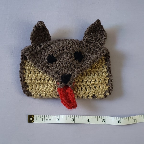 Handmade Crochet Fox Wallet - Brown Crochet Card Holder