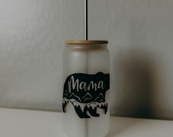 Mama Bear Glass Tumbler