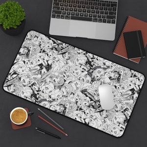 Anime Schreibtischunterlage, Ahegao Mädchen Gaming Mauspad, Nhentai Tastaturunterlage, Rutschfeste Gaming Computer Schreibtisch Matte