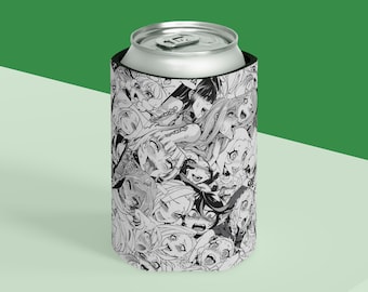 Ahegao Can Cooler, Anime Beer Coozie, Foam Can Holder, Soft Can Insulators