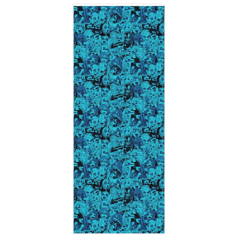 Anime Wrapping Paper Ahegao Pattern Deep Blue Girls Etsy