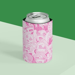 Różowy Ahegao Can Cooler, Anime Beer Coozie, Piankowy uchwyt na puszki, Miękkie izolatory na puszki