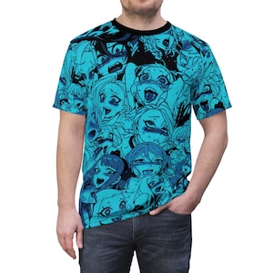 Anime Tee Shirt, Deep Blue Ahegao Girls T-shirt