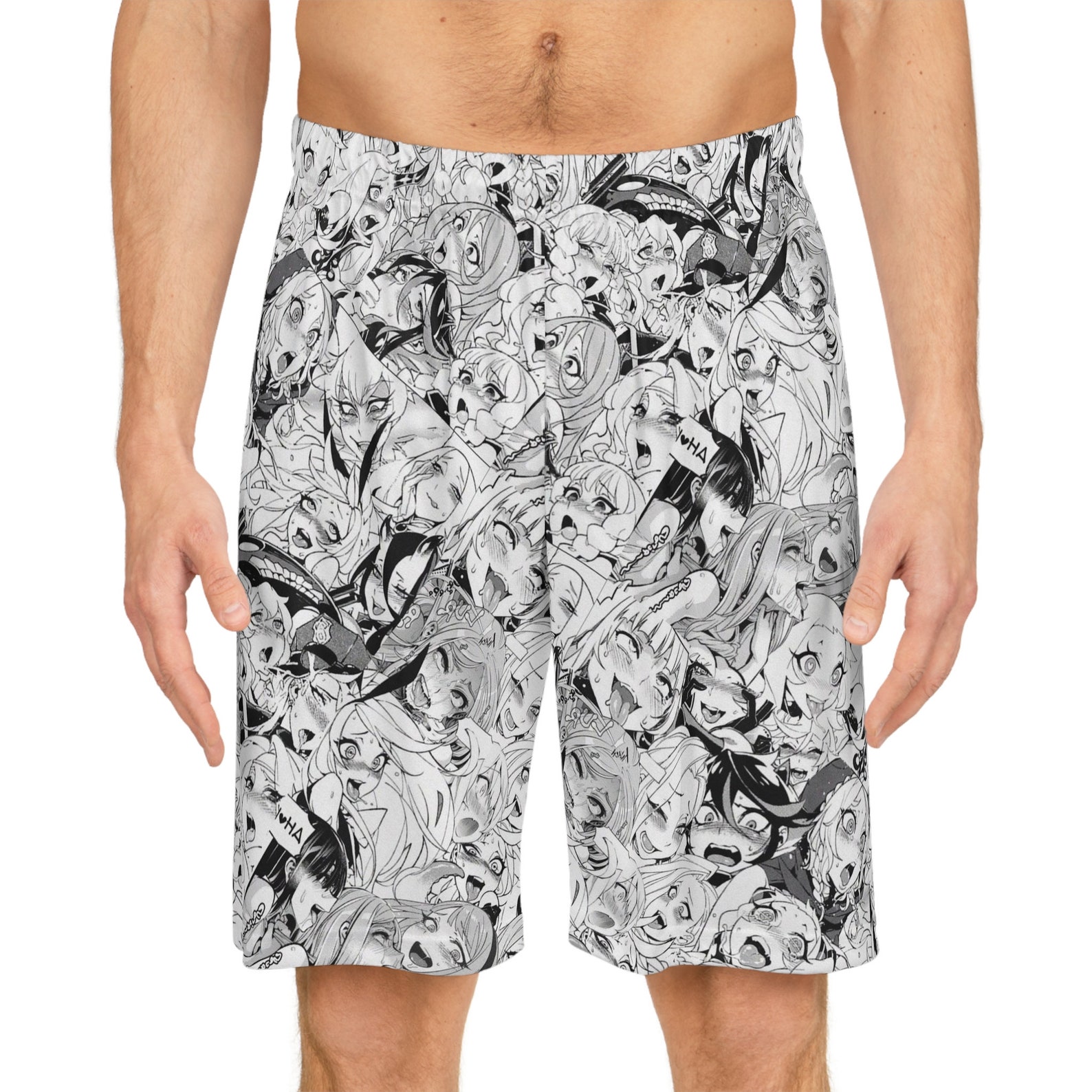 Anime Basketball Shorts Ahegao Girls Pattern Etsy