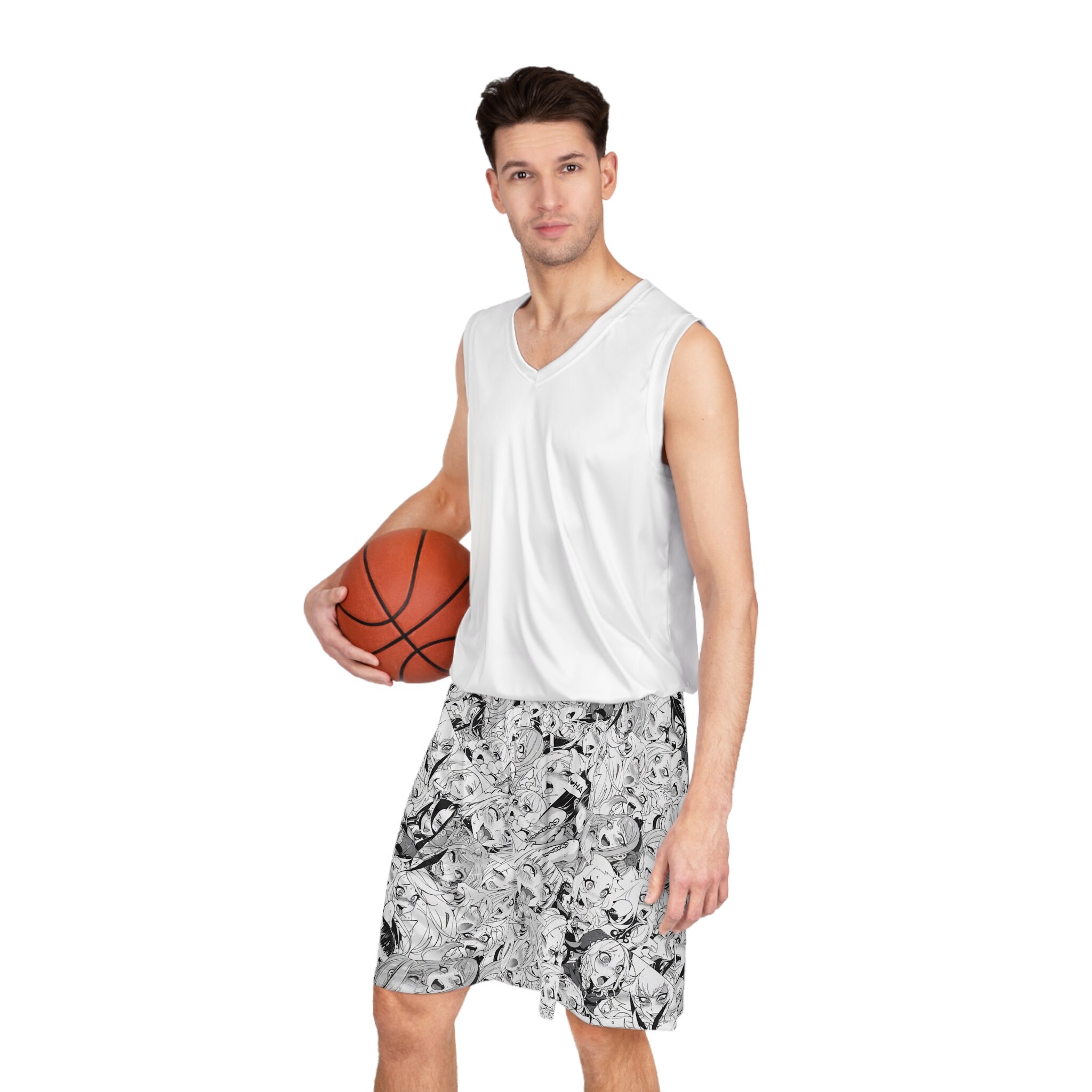 Anime Basketball Shorts Ahegao Girls Pattern Etsy
