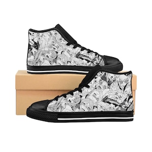 Women&#39;s Anime Classic Sneakers,  Ahegao High-top Skate Shoes, Lewd Manga Shoes, Shoes For Anime Girlfriend