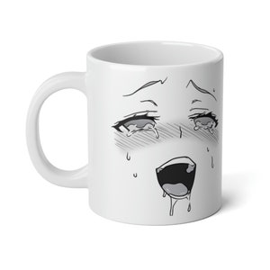 BIG Jumbo Mug, 20oz Anime Ahegao Girl Face Cup, Can Fit A Whole Soda!