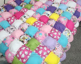 Handmade Puff Quilt featuring Hello Kitty and Sanrio characters