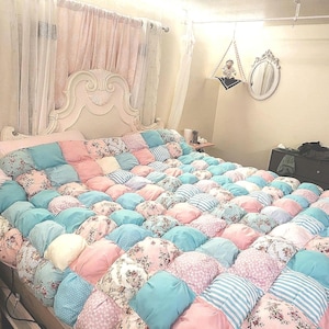 Pastel patch Handmade Puff quilt