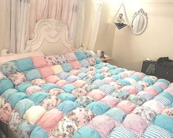 Pastel patch Handmade Puff quilt