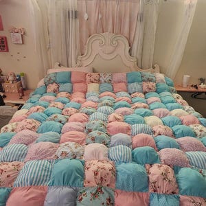 Pastel Spring Handmade Puff quilt