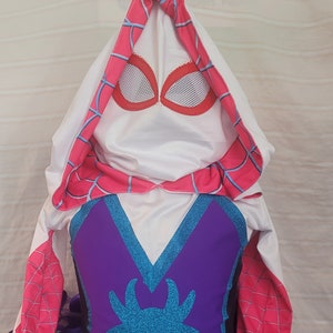 Ghost Spider Inspired Costume: Hoodie, Mask & Gloves