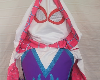 Ghost Spider Inspired Costume: Hoodie, Mask & Gloves