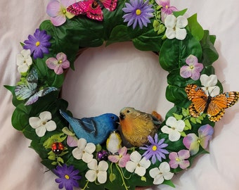 Springtime blossom birds wreath