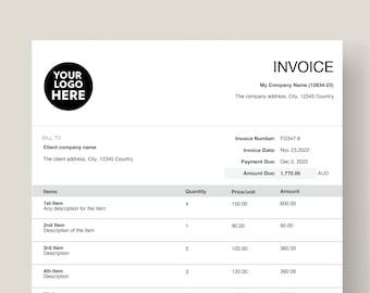 Auto Calculating Business Invoice Template: Editable PDF Form (A4)