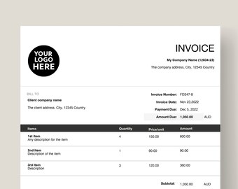 Auto Calculating Business Invoice Template (PDF)
