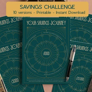 Art Deco Savings Challenge Tracker | Money Manifestation PDF (10 Versions)