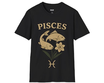 Camiseta del signo zodiacal Piscis: diseño floral astrológico, regalo de cumpleaños