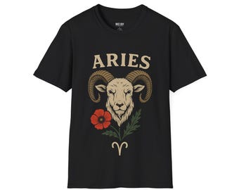 Aries Zodiac T-Shirt - Ram Star Sign Tee for Astrology Lovers - Unisex Horoscope Shirt - Aries Gift Idea