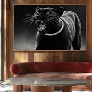 Panther Roar Print, Jaguar & Diamonds Poster, Luxury Fashion Print, Elegant Panther Decor, Vintage Photography Digital Print