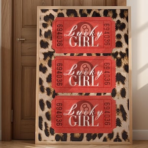 Lucky Girl Print Retro Ticket Poster Preppy Girly Schlafzimmer Dekor Lucky Girl SYndrom trendige Wohnung Wandkunst