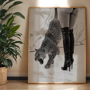 Trendy Boots Digital Print – Chic Girly Wall Art, Vogue Styled Poster, Hypebeast Aesthetics, Model & Leopard Poster, Fashionista Poster