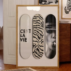 Trendy Zebra Skateboard Poster Luxury Fashion Print Trendy Wall Art Hypebeast Aesthetic Modern Chic Decor Girly Dorm Decor Digital Download