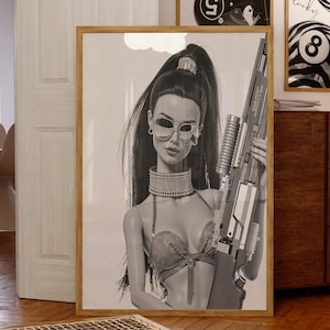 Army Doll Print, Baddie Girl Wall Art, Modern Chic Decor, Monochrome Aesthetic, Luxury Fashion Poster, Retro Doll Wall Art, Digital Download