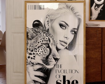 Fashion Magazine Cover Print, Luxury Black and White Poster, Modern Chic Wall Art, Fashion Poster for Girly Dorm & Apartment Decor