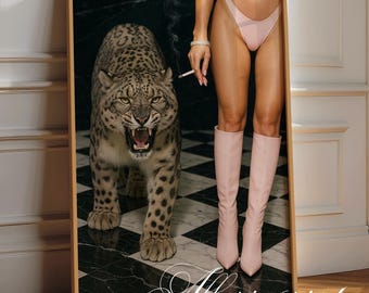 Digitale print retrolaarzen: Hypebeast-muurkunst Vogue Magazine-afdruk voor chique slaapzaalinrichting