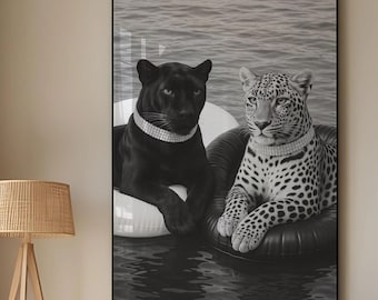 Leopard & Panther Pool Print: Bold Jungle Cat Art | Digital Download
