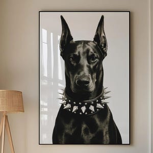 Doberman Print Black & White Chic Decor Luxury Fashion Poster Doberman Wall Art Bold Edgy Aesthetic Monochrome Decor Digital Download