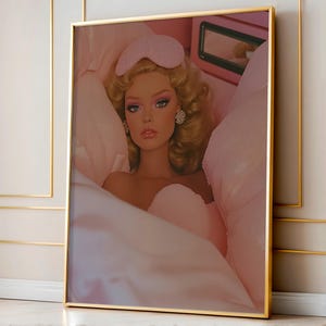 Pink Doll Poster Trendy Wall Art Chic Aestheric Above Bed Wall Art Fashion Doll Wall Art Girly Glam Room Decor Beauty Sleep Digital Download