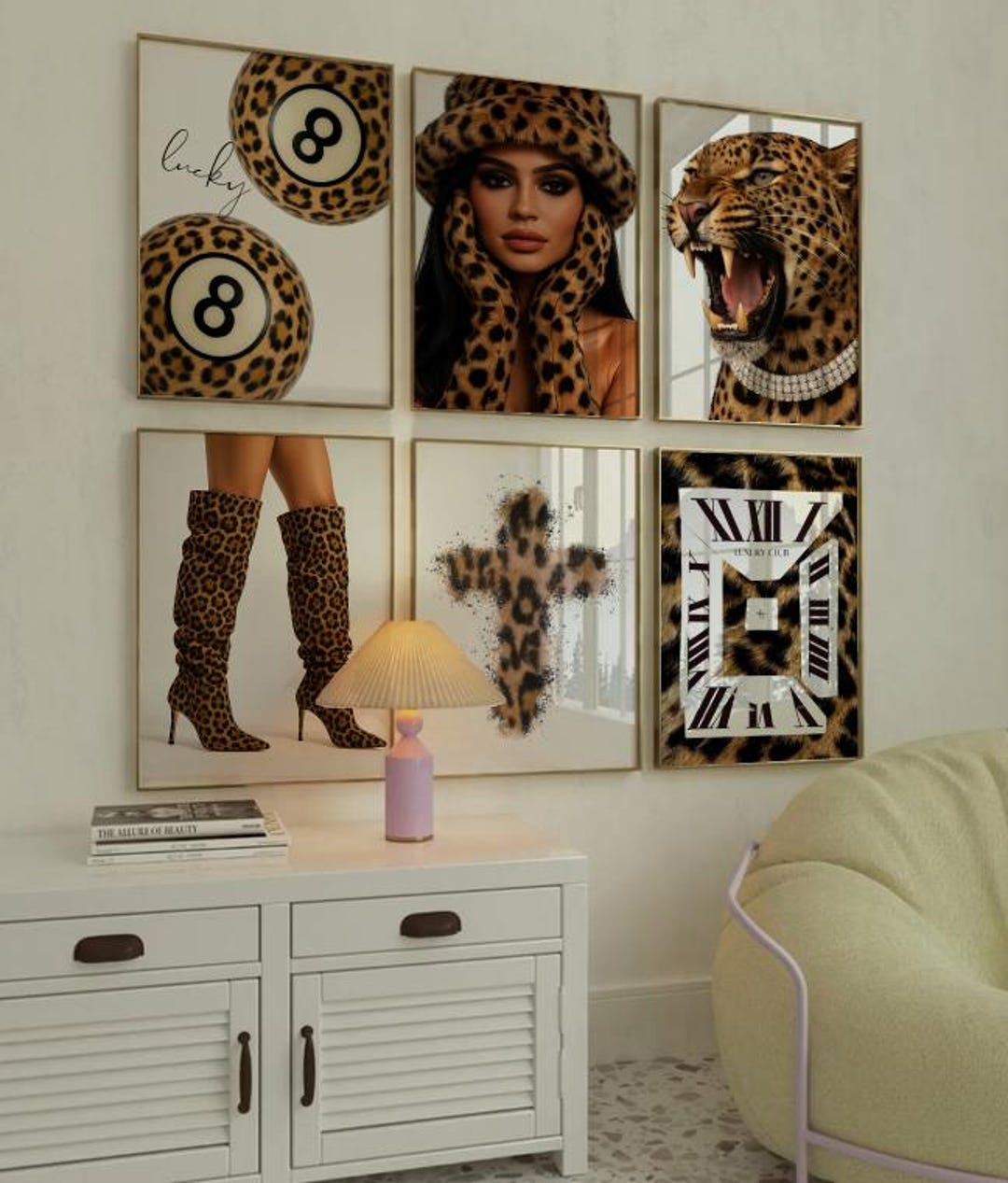 Retro Leopard Wall Art Set – 6 Trendy Posters, Y2K Fashion Decor ...