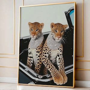 Leopard Luxury Poster, Urban Fashion Aesthetic, Trendy Wall Art, Modern Chic & Dorm Room Decor, Retro Leopard Poster, Digital Download