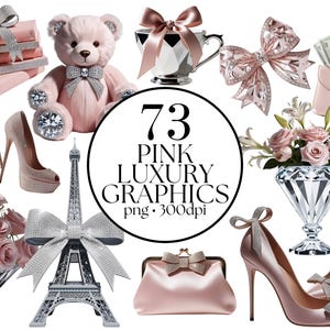 Roze luxe clipart elegante elementen mode graphics bundel 73 transparante png-afbeeldingen voor commercieel gebruik