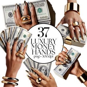Clipart di denaro - Grafica di unghie e denaro, PNG di Glam Boss Babe, Pacchetto di lusso, 37 PNG trasparenti di alta qualità, File digitali per uso commerciale