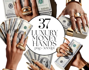 Money Clipart - Nails & Money Graphics, Glam Boss Babe PNG, Luxury Bundle, 37 High Quality Transparent PNG&#39;s, Commercial Use Digital Files
