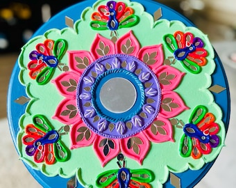 Traditional lipan art , Homedecor , Handmade decor items, Perfect for gifting ( 12 inch wood)