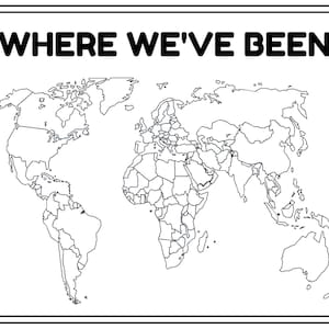 Where I've Been: A Blank Map of the World (outline, Colorable, Maps ...