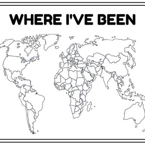 Onde eu estive: um mapa-múndi em branco (esboço, para colorir, mapas, para imprimir, impressão digital, folhas para colorir) (mais onde estivemos)