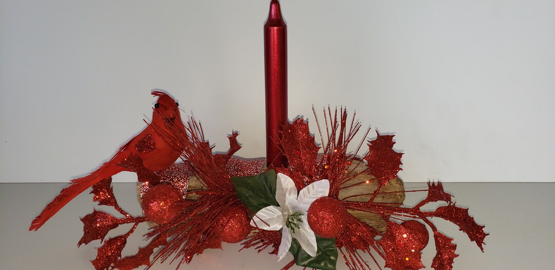 Love and Passion Christmas Yule Log Centerpiece Candle Holder Etsy
