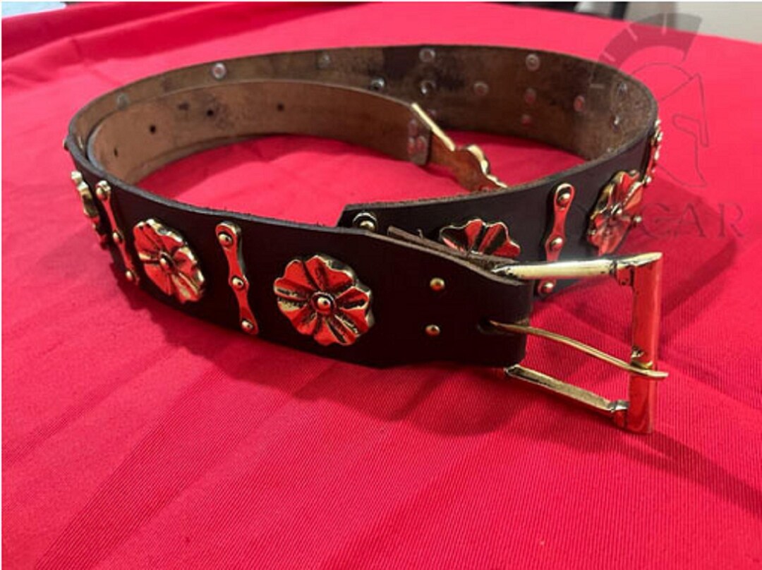 Medieval Leather Belt II With Brass Casting, OSH-238 Christmas Gift - Etsy